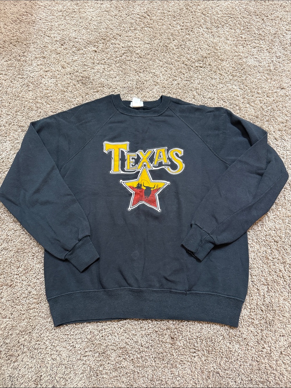 Vintage Black State of Texas Graphic Crewneck Sweatshirt